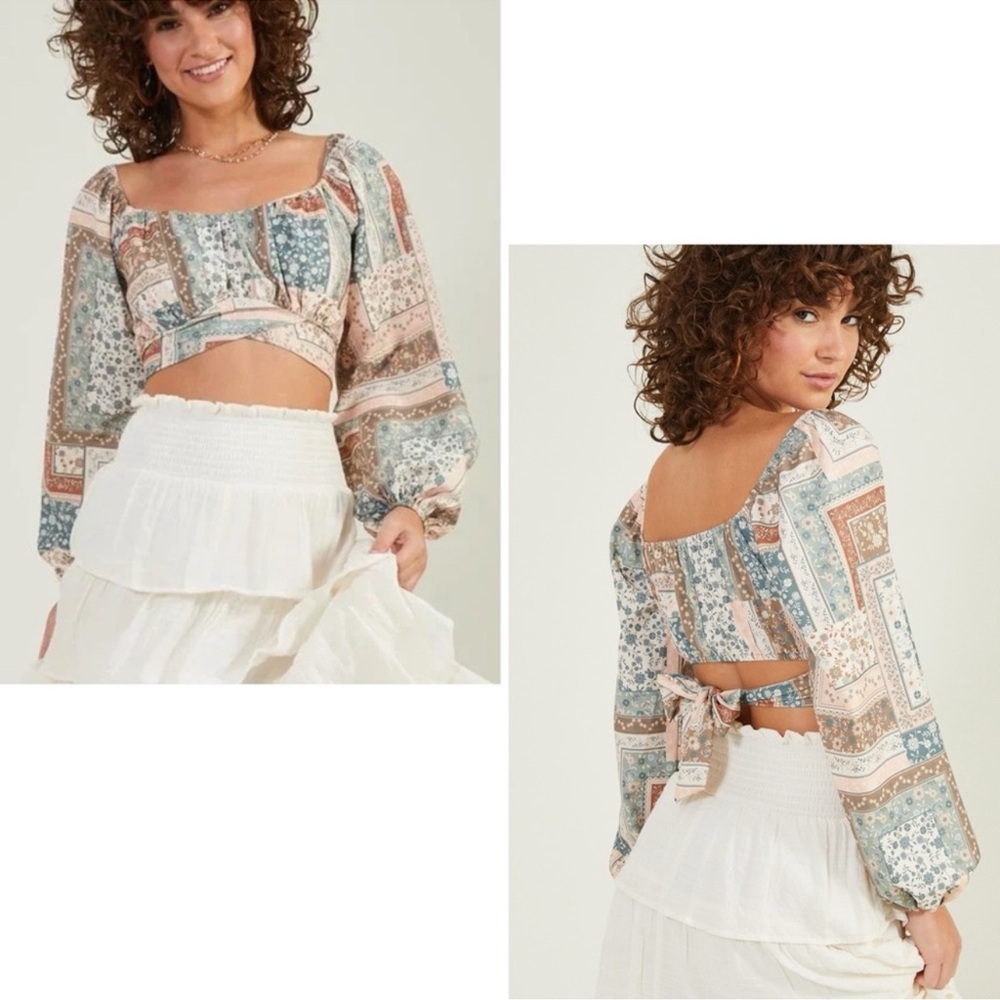 ALTAR'D STATE NWT Boho Patchwork Balloon Sleeve T… - image 16